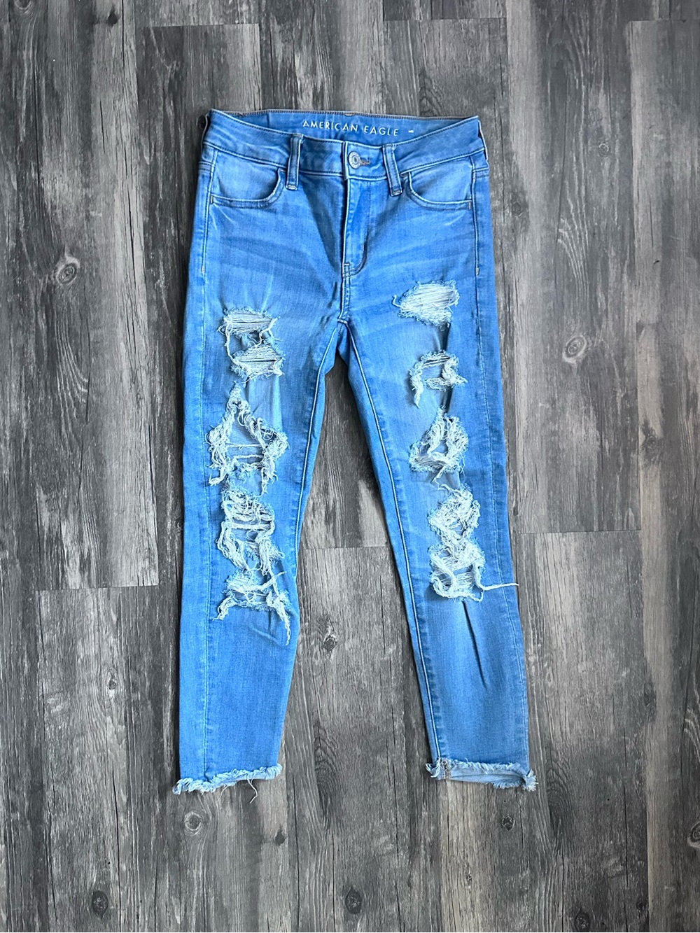 American Eagle Jegging Jeans Women’s Size 0 Short Light Blue Distressed Stretch